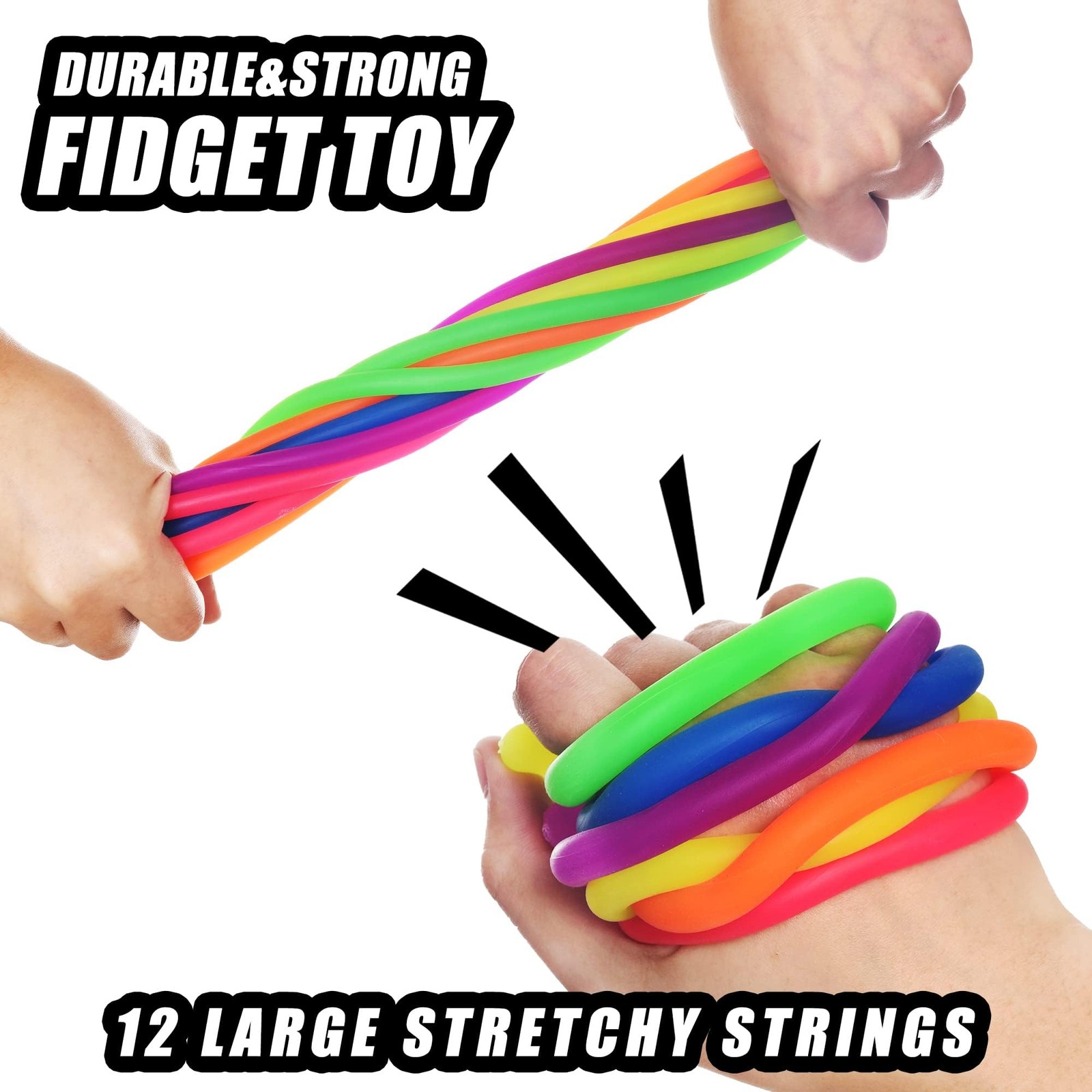 Rtinsd String Noodles Toys Large 12 pcs Stress Stretchy Strings 10.2 inches