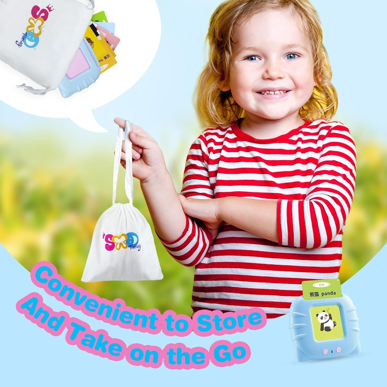 No Screen Bilingual Learning Cards with Reader for Young Learners – 224 Words