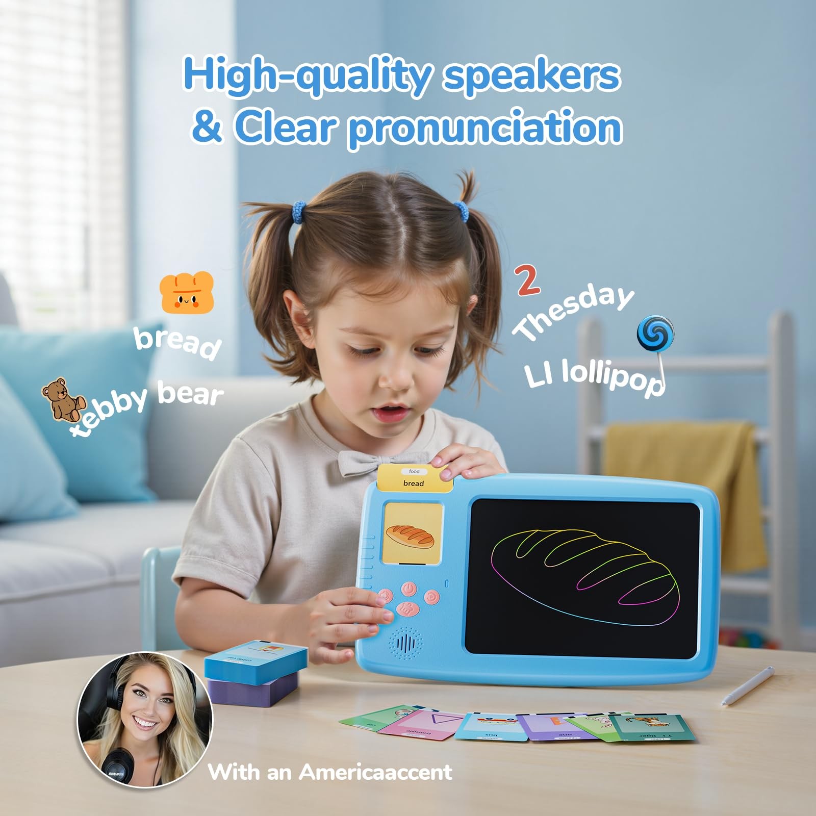 Talking Flash Cards for Toddlers 2in1 LCD Writing Tablet with 510 Sight Words…