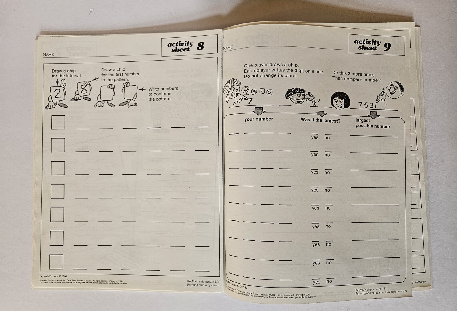 Key Math Chips 250+ Chips Guide Book Manual Reproducible Activity Sheets 1980