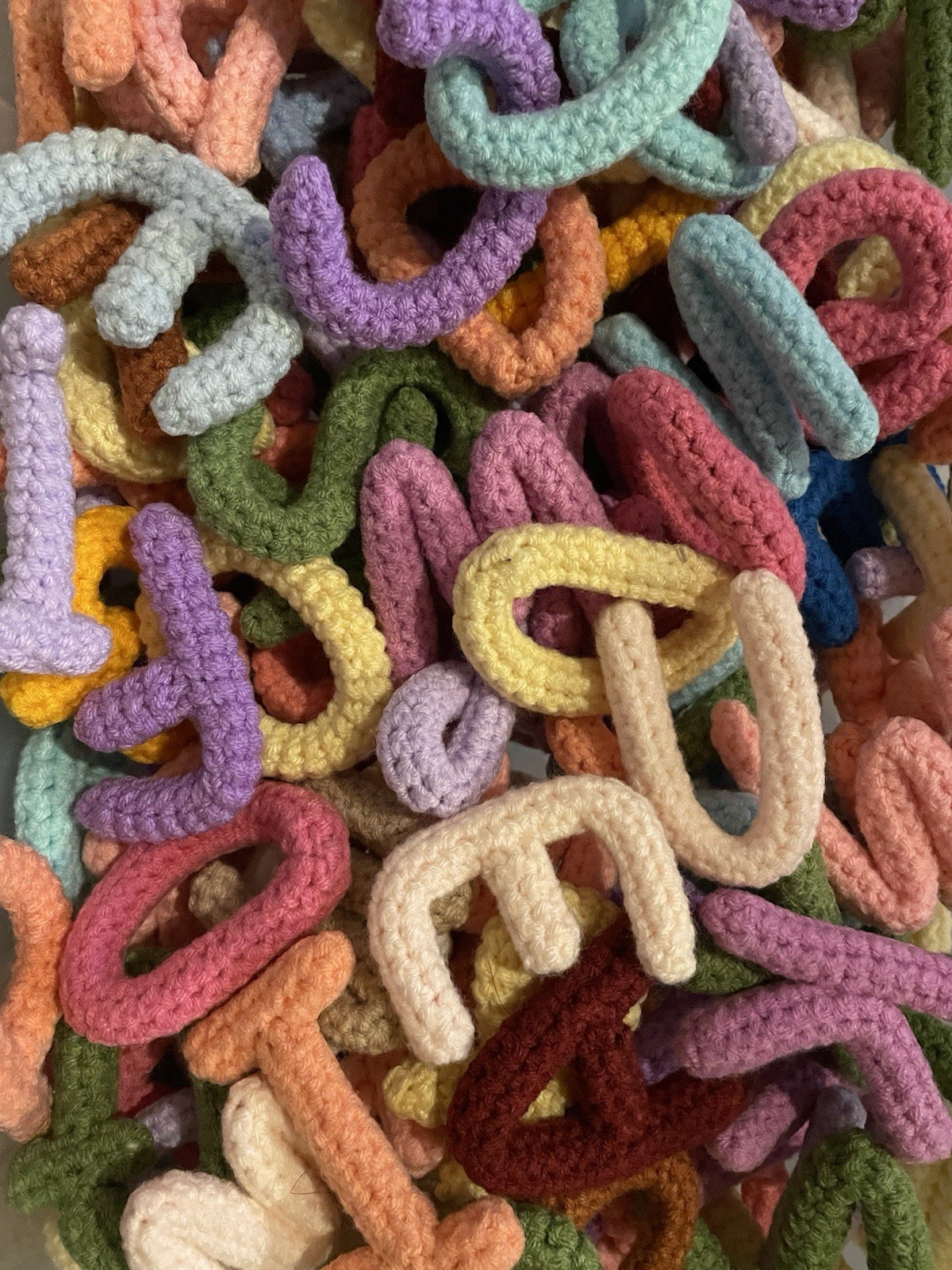 100 Mix Uppercase Crocheted Alphabet A to Z Multicolor Mini 3 Inches