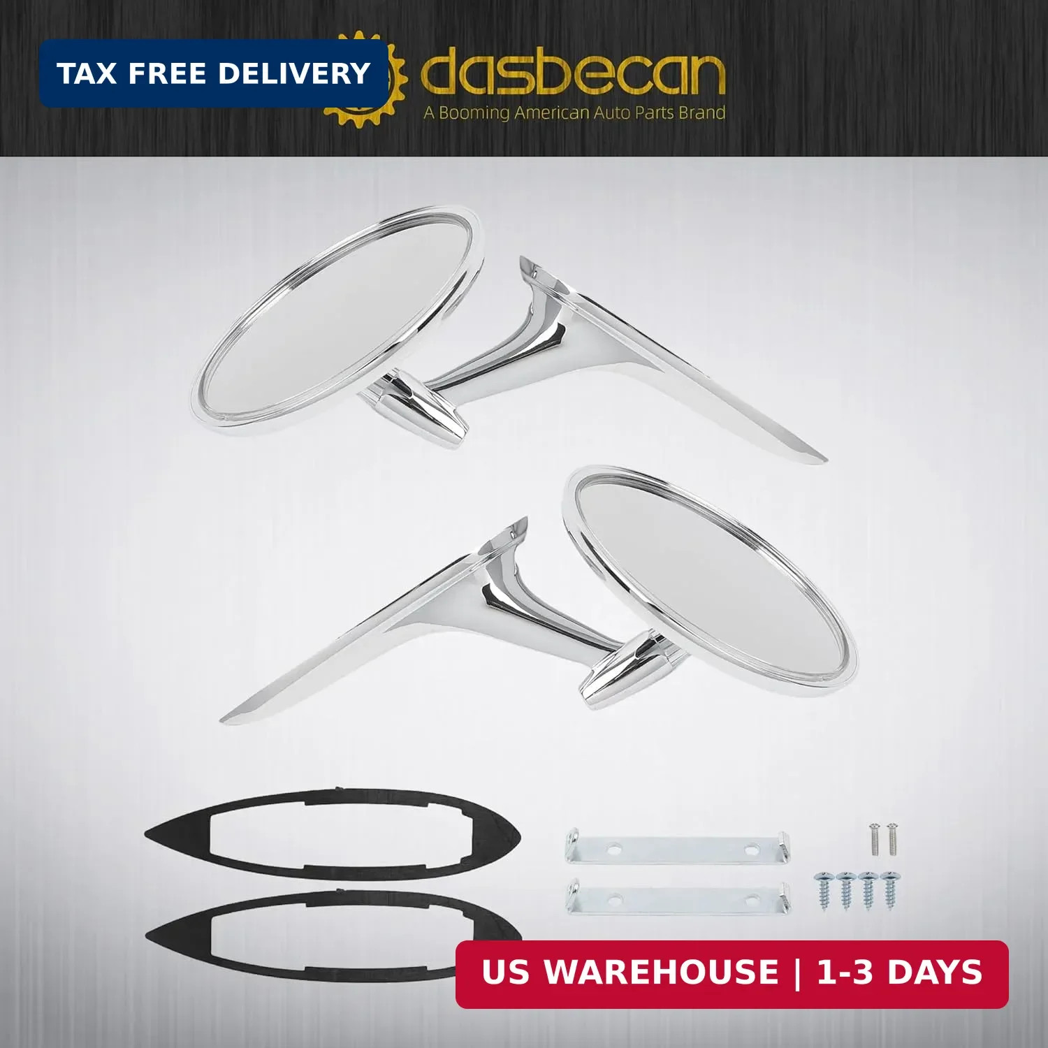 Dasbecan Round Bowtie Outside Mirror for 1963 1964 1965 Chevy Impala Chevelle No