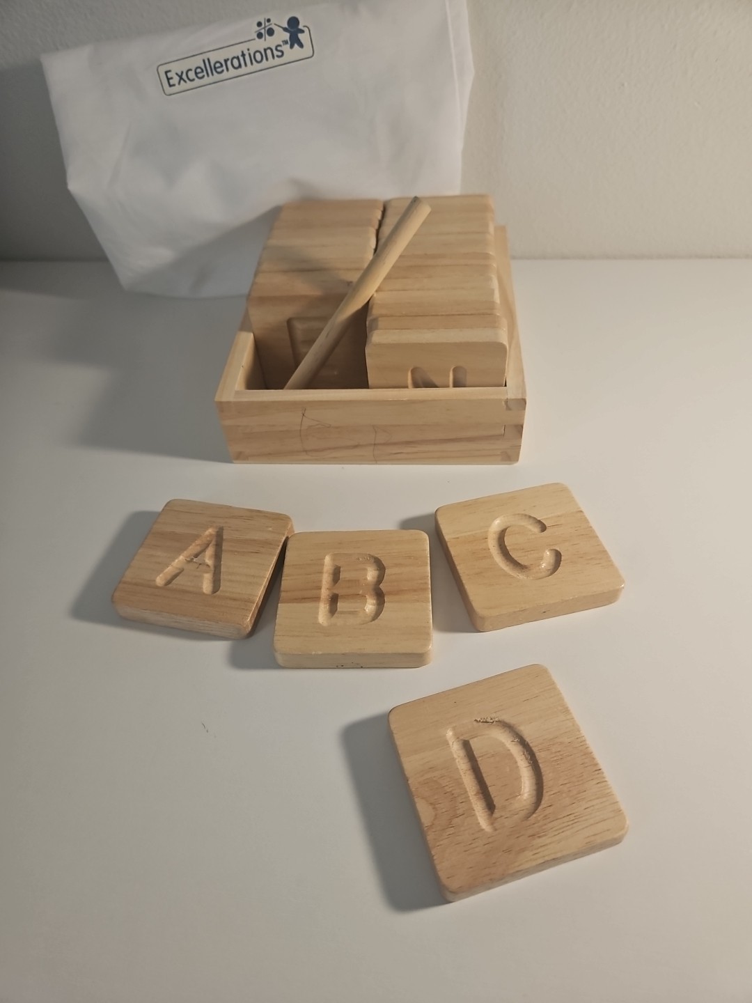 Excellerations Alphabet Letters Set of 26 Wood Blocks Educational Learning Kids
