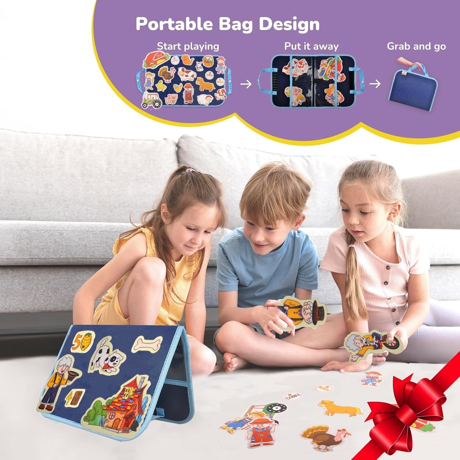 Durable Felt Storytelling Board Set -4 Precut Figures for Creative Learning Fun
