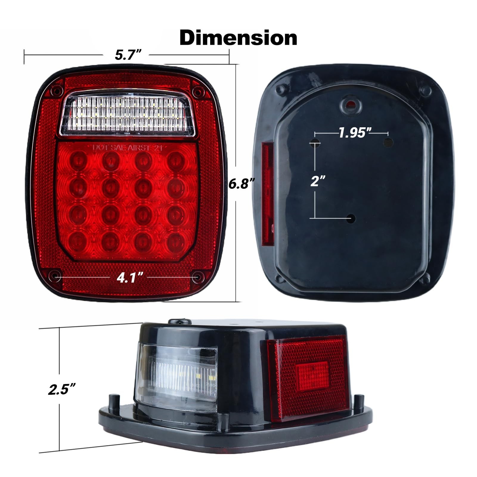 Tail Lights Assembly Replacement for 1979-2006 Wrangler TJ YJ CJ5 CJ7 Red Squ…