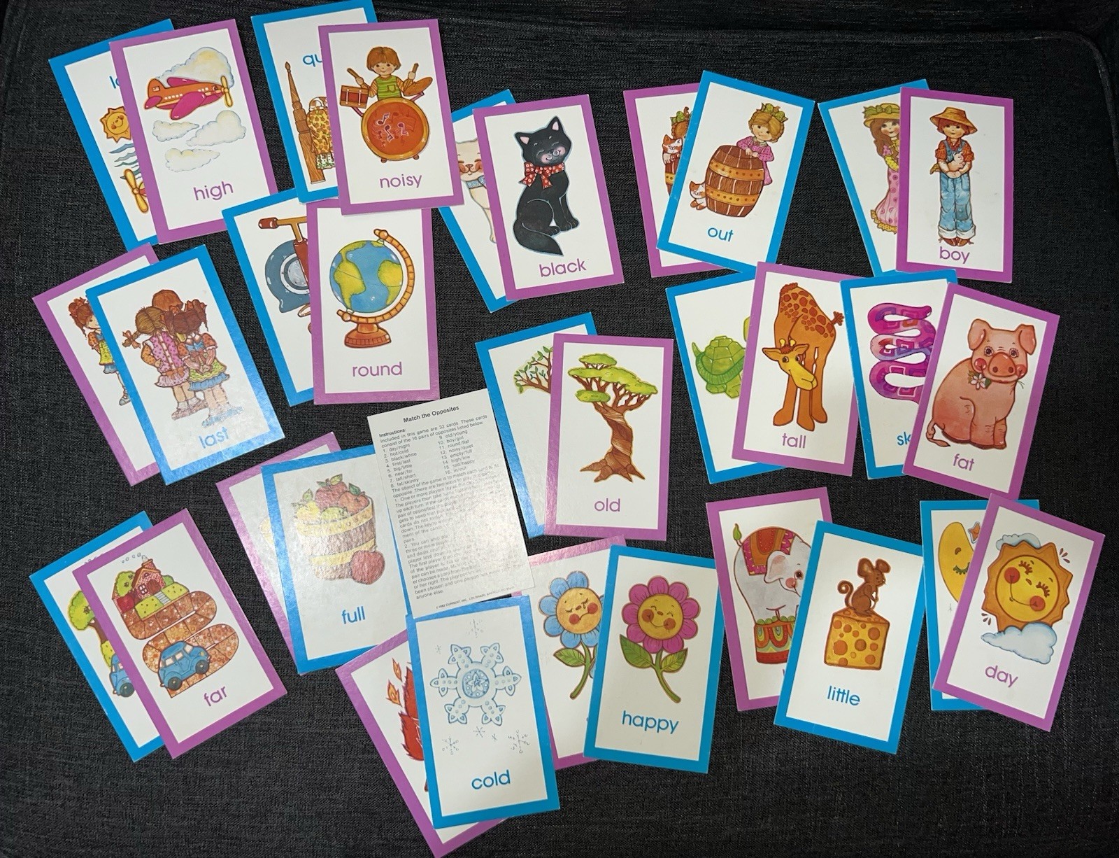 Vintage Current Match The Opposites Game For Kids Matching Cards Educational