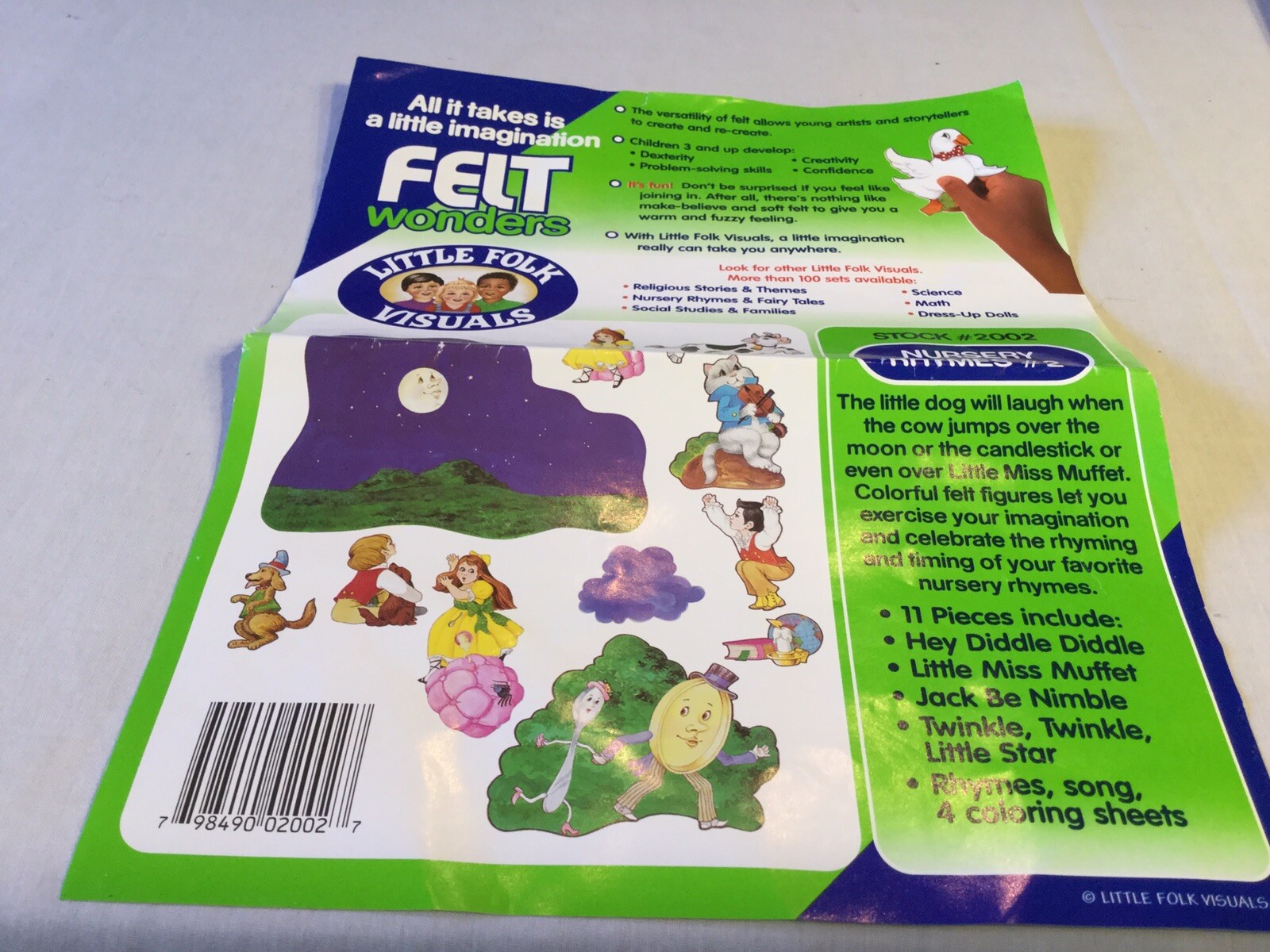 LITTLE FOLK VISUALS NURSERY RHYMES FELT/FLANNEL BOARD SET 11 PIECES, (NO BOARD)