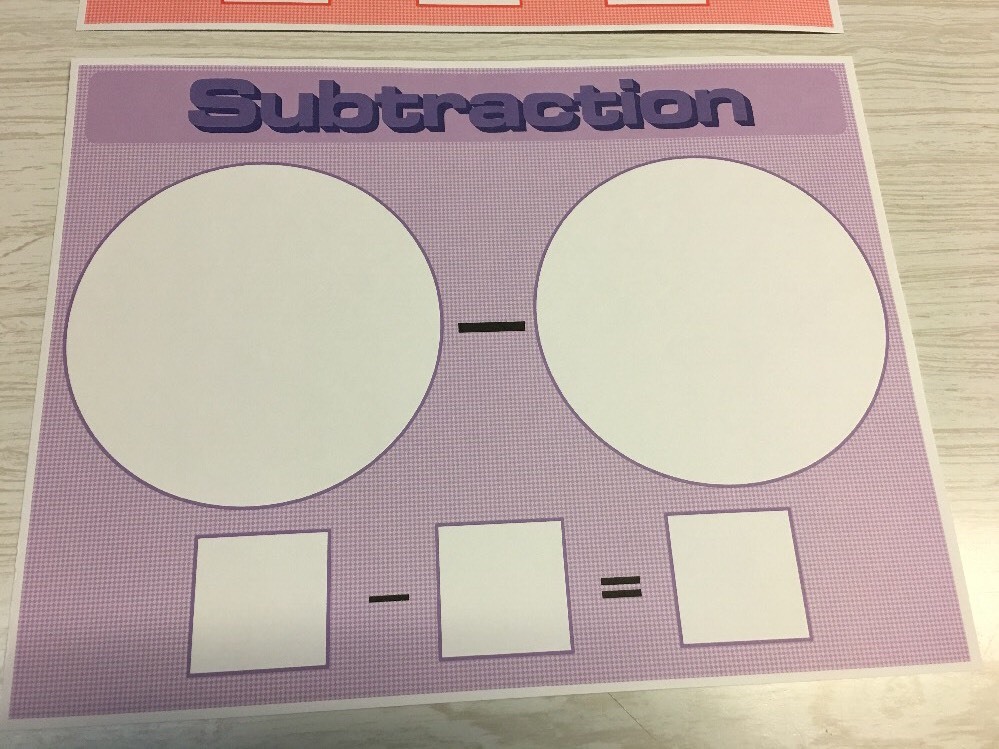 Set of 2 – Laminated Math Work Mats – Addition and Subtraction Dry Erase
