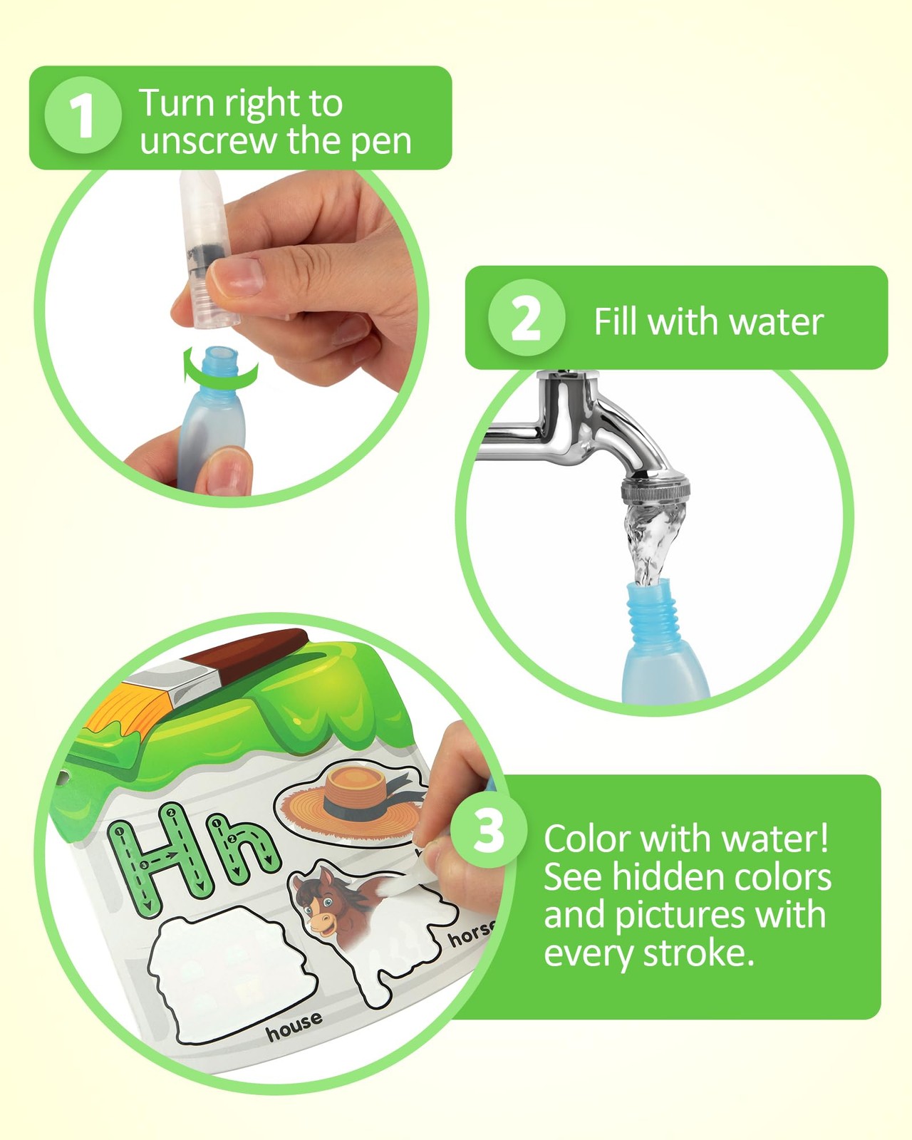 Coogam Water Painting Cards with Learning 8.27 inches x 11.81