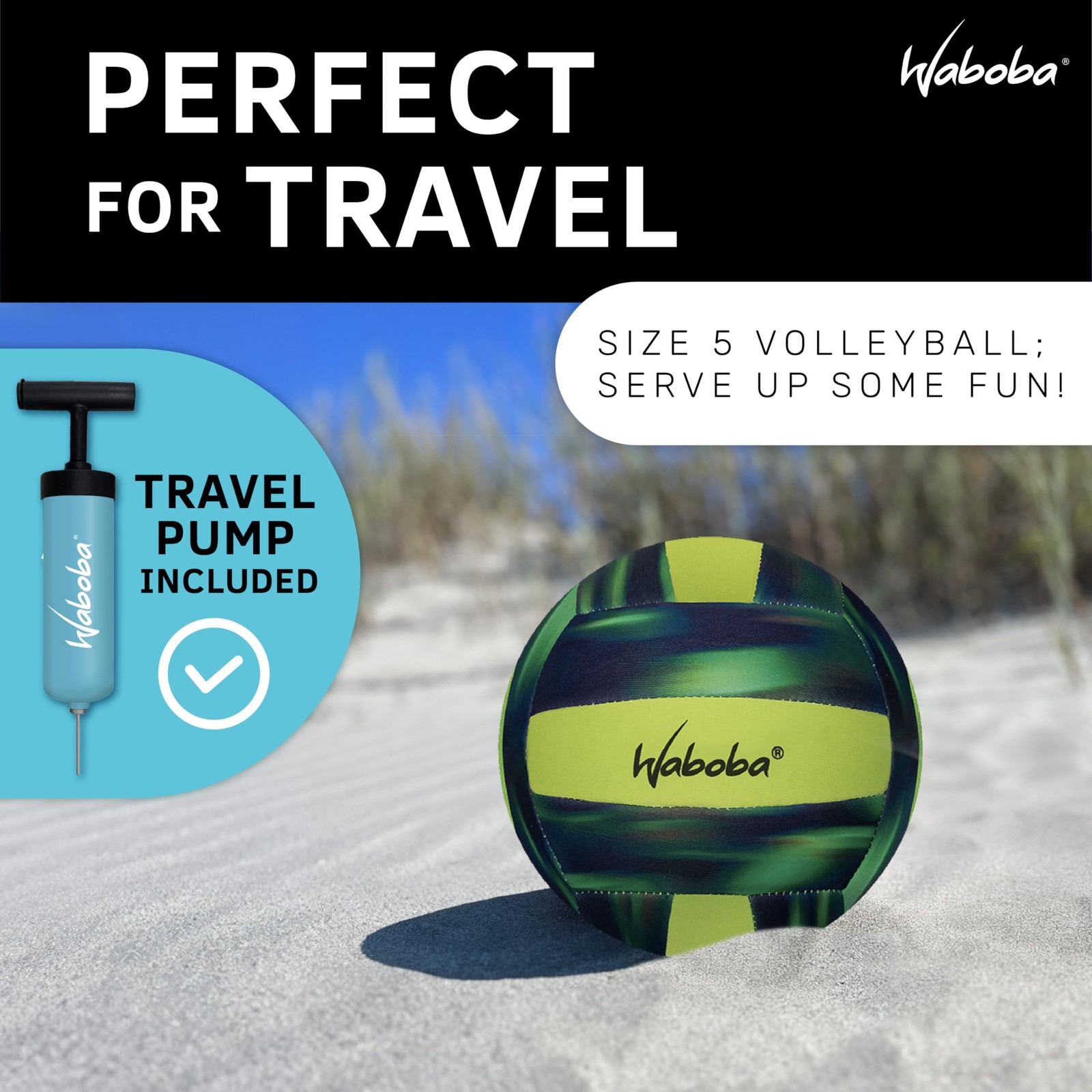 Waboba Sport Beach Pack – Includes 9 Inch Water Football, Medium, Green