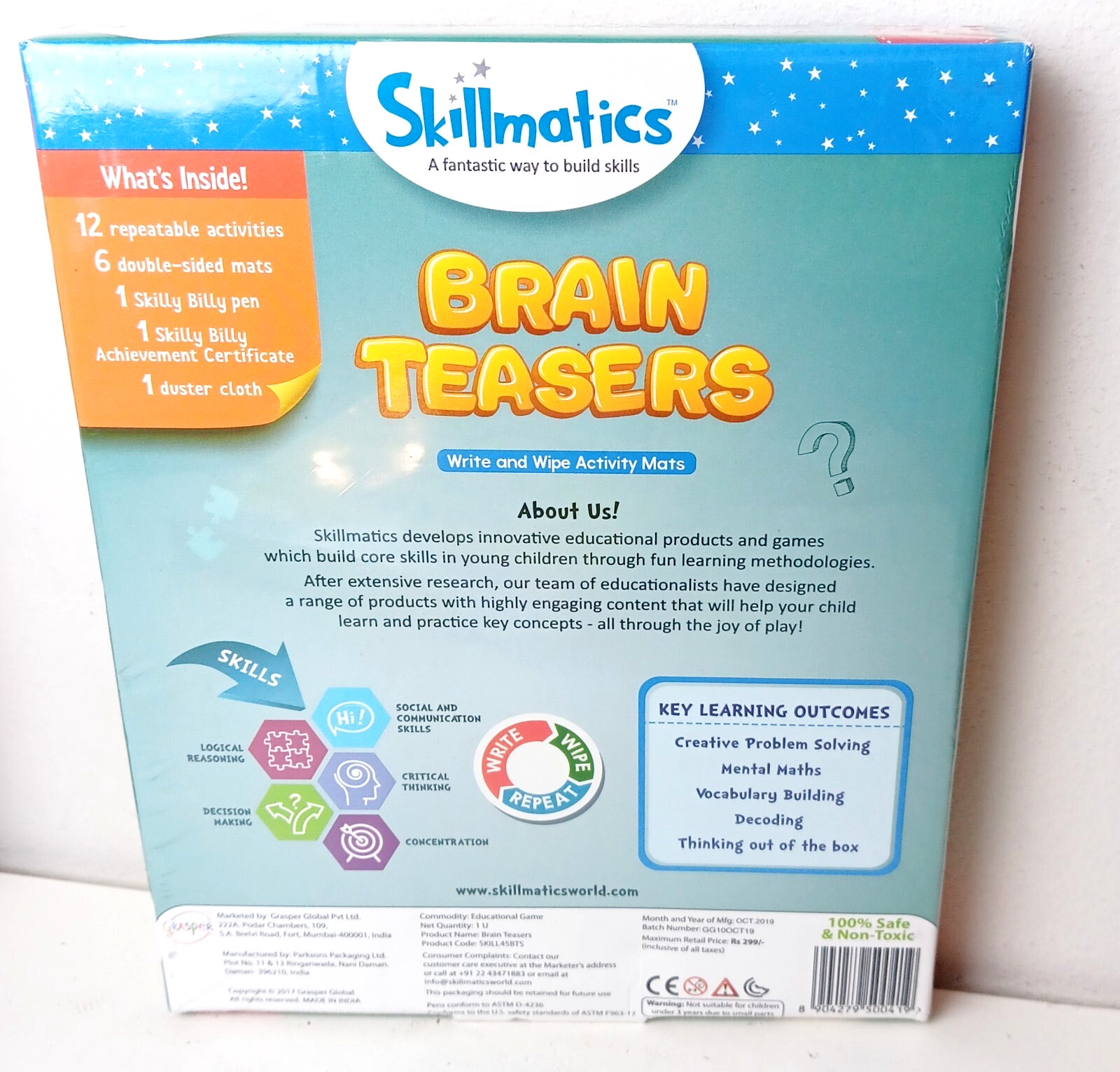 Skillmatics BRAIN TEASERS Write & Wipe Off Activity Learning Mats SEALED In Box