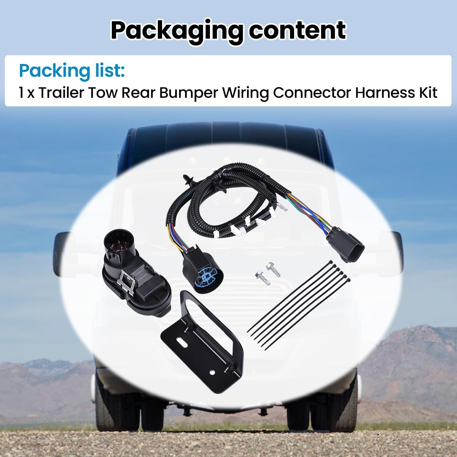 CK4T-13B576-KE Trailer Tow Rear Bumper Wiring Connector Harness Kit Fit for Ford
