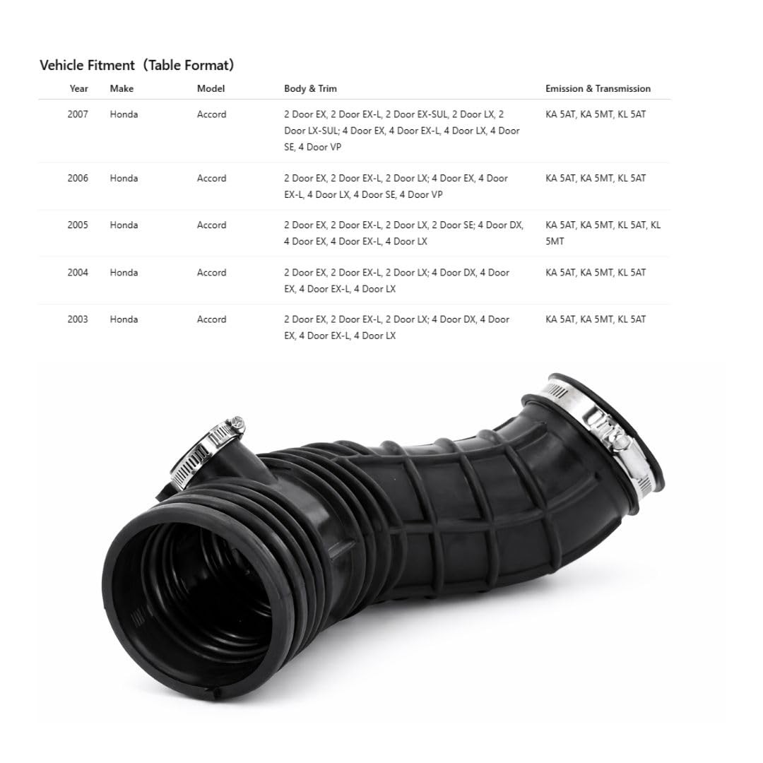 Golden Selection Engine Filter Intake Duct Hose Kit With Honda Accord 2.4 2.4…