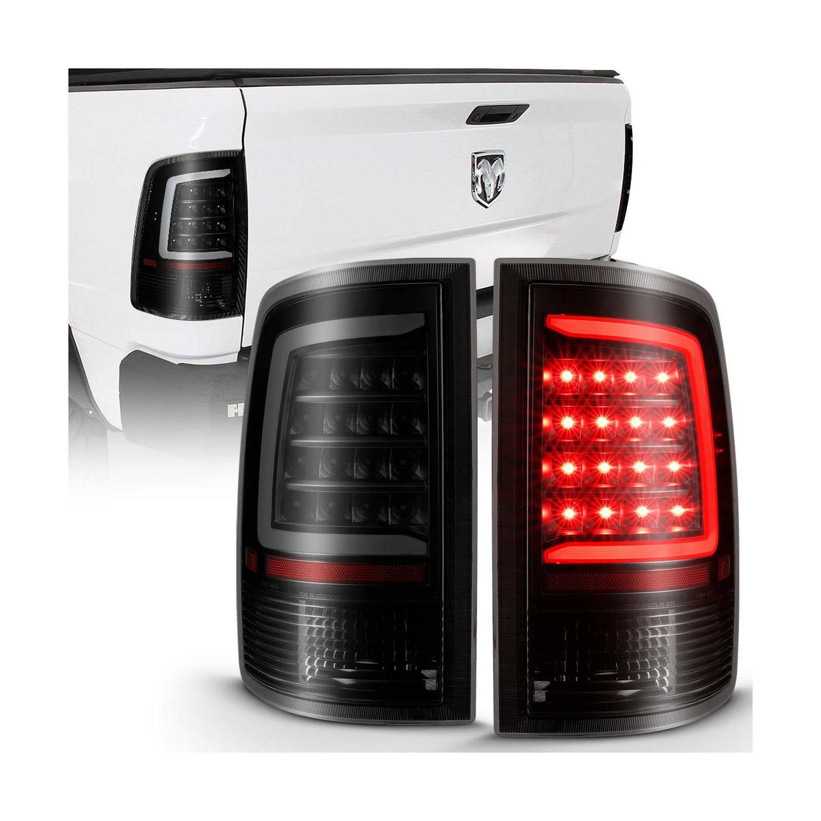 AmeriLite for 2009-2022 Dodge Ram 1500/10-22 Ram 2500 3500 Pickup C-Type LED …
