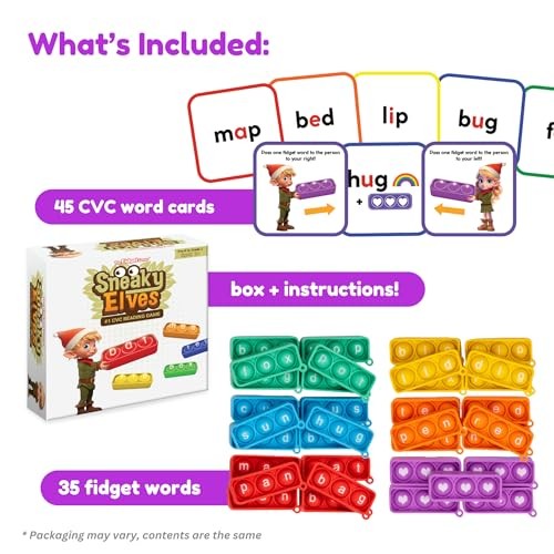 Sneaky Elves, CVC Sight Words Game, Pop Sensory Toy to Learn and Spell,