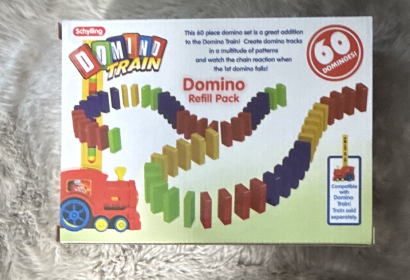 Schylling Domino Train Toy Set Multicolor with 60 Dominoes Ages 3+ Kids 1 refill