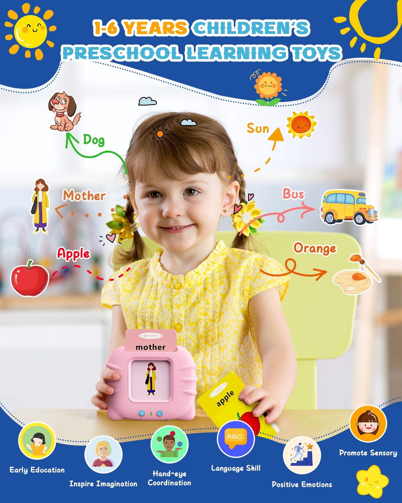 bravokids Talking Flash Cards Toddler Toys, Preschool Educational Sensory Toys w