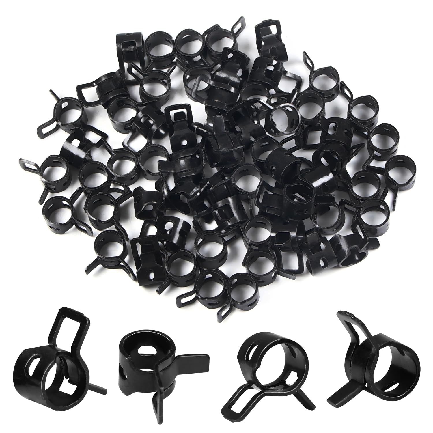 60Pcs 0.31″(8mm) ID Spring Band Hose Clamps, 5/16″ ID Fuel Line Hose Clamp, L…