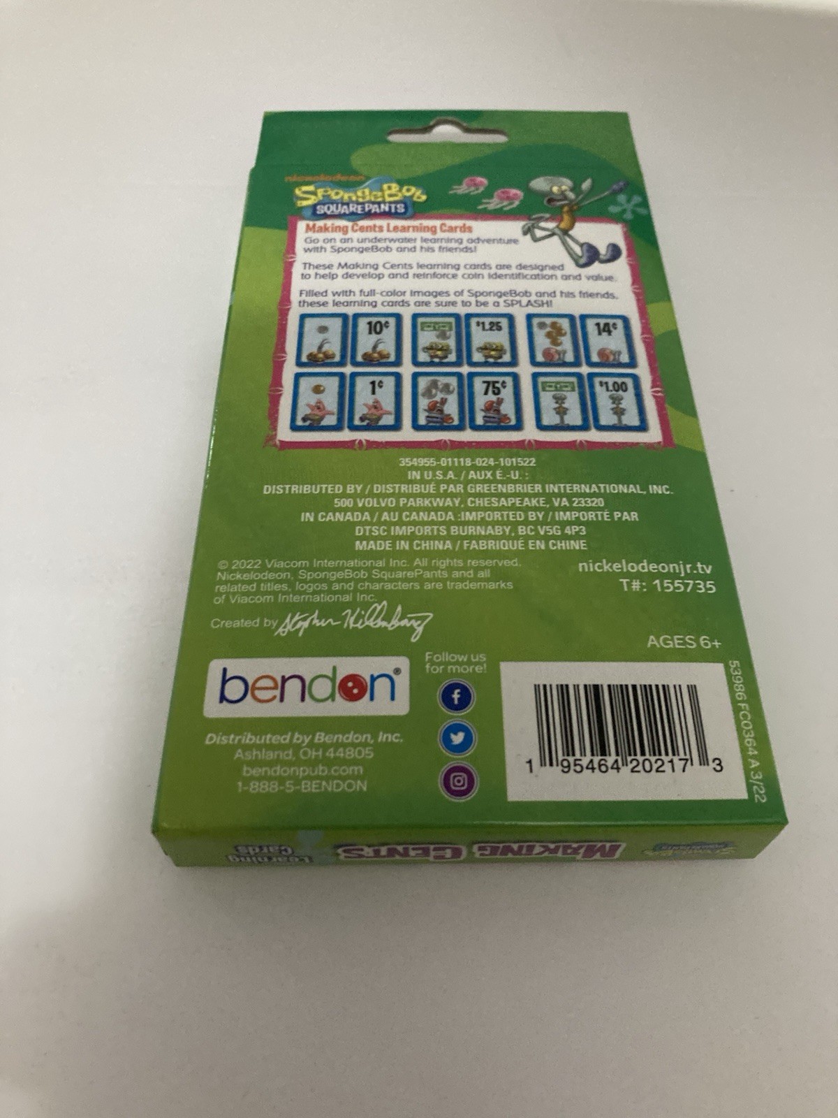 SpongeBob SquarePants – Making Cents 36 Learning Cards – Squidward Patrick