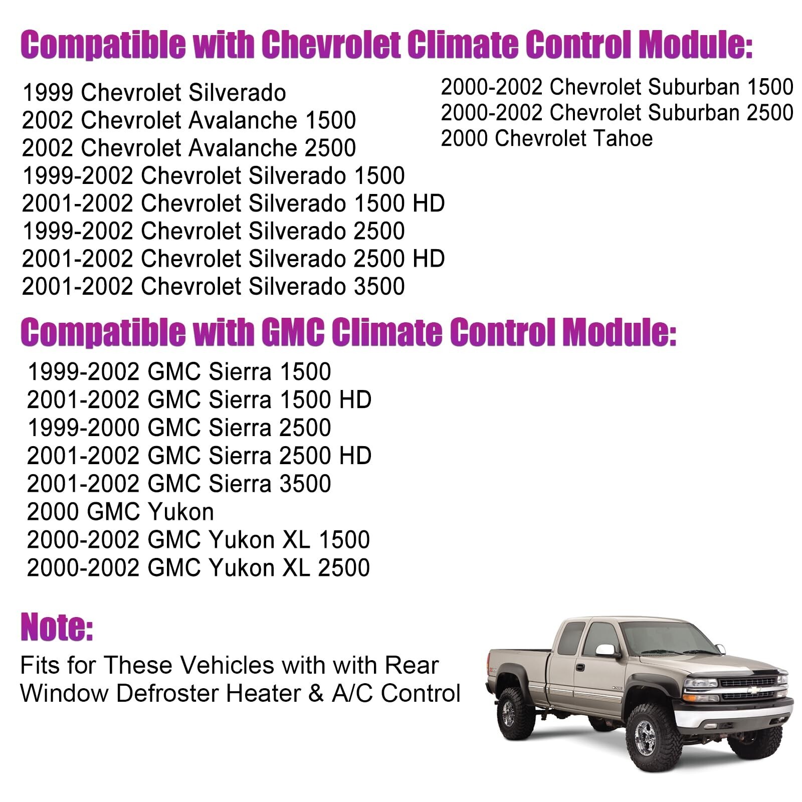 599-218 Front Climate Control Module Compatible with 1999-2002 Chevy Avalanch…