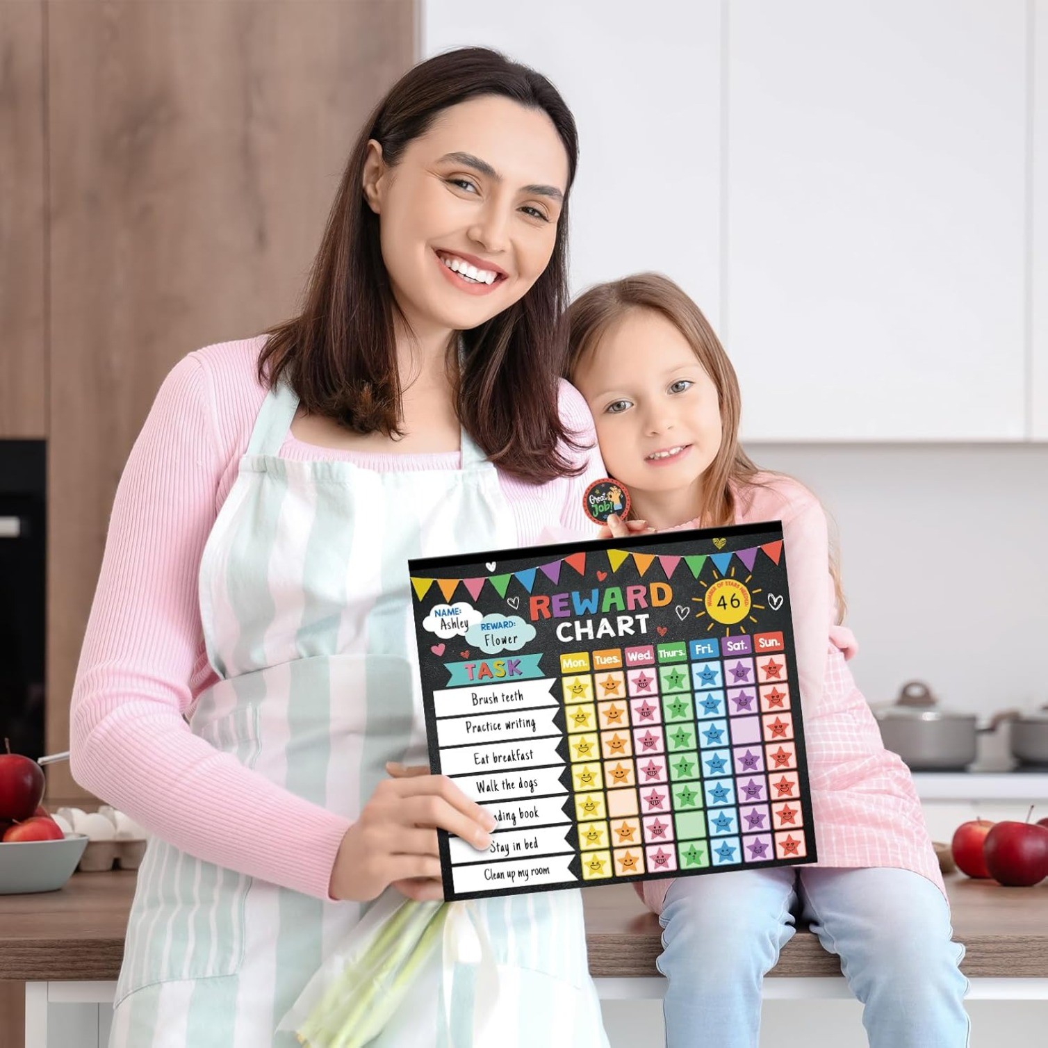 26pcs Reward Chart for Kids,Magnetic,1960 Star Stickers,56 Reward Stickers