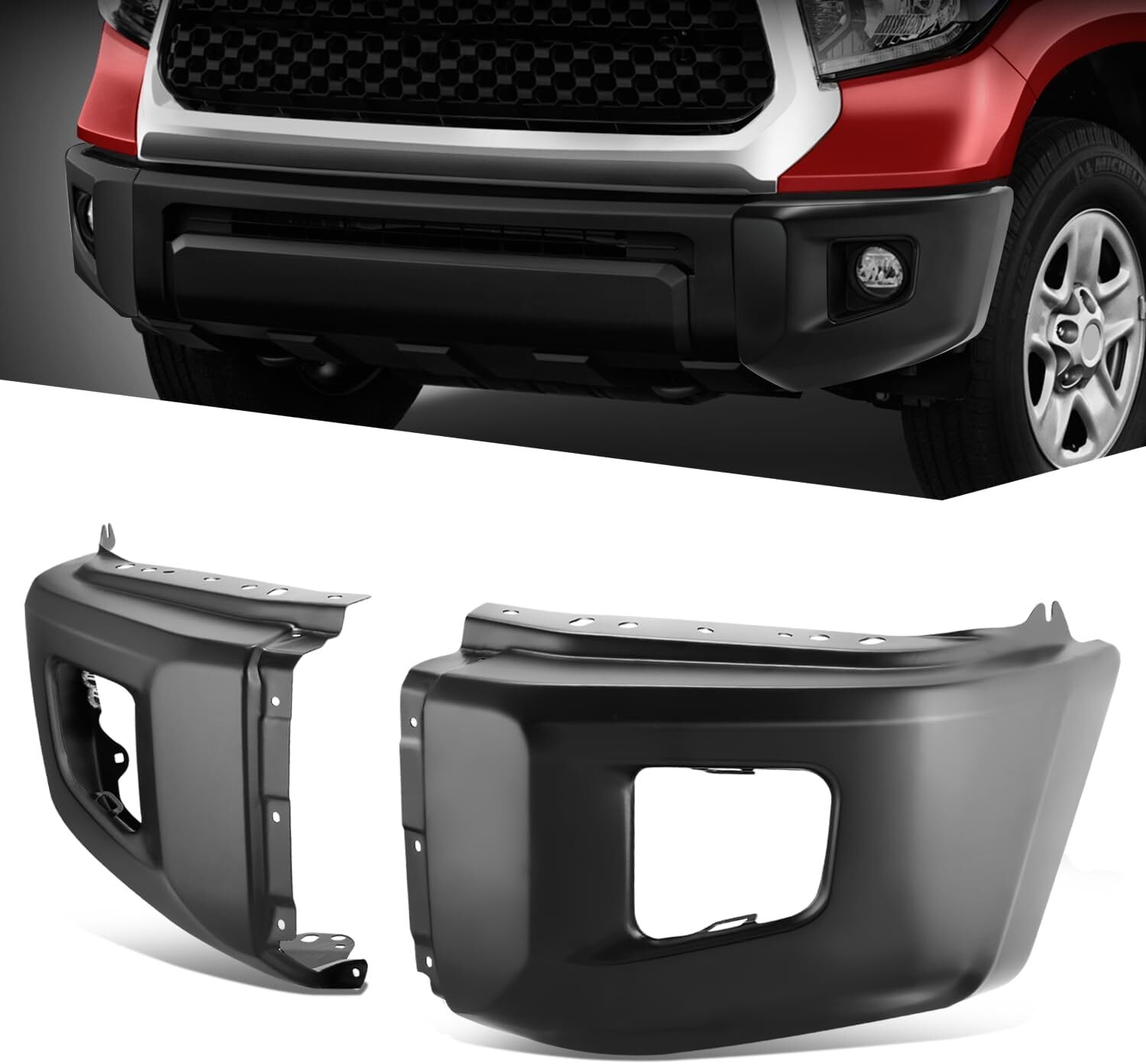 2014-21 Toyota Tundra Front Bumper Impact Extension Pair Non Parking Senser Hole