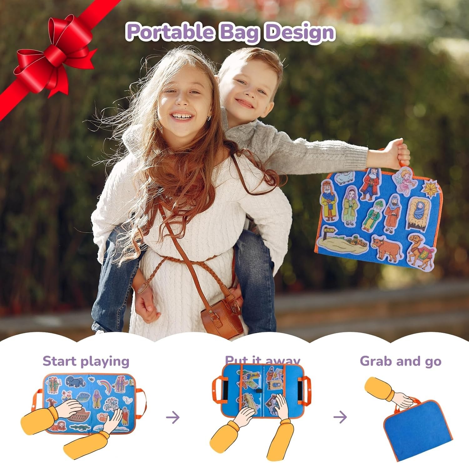 CHEFAN 12 Pack Felt Board Bible Animal Stories Set Flannel PreSchool Activities