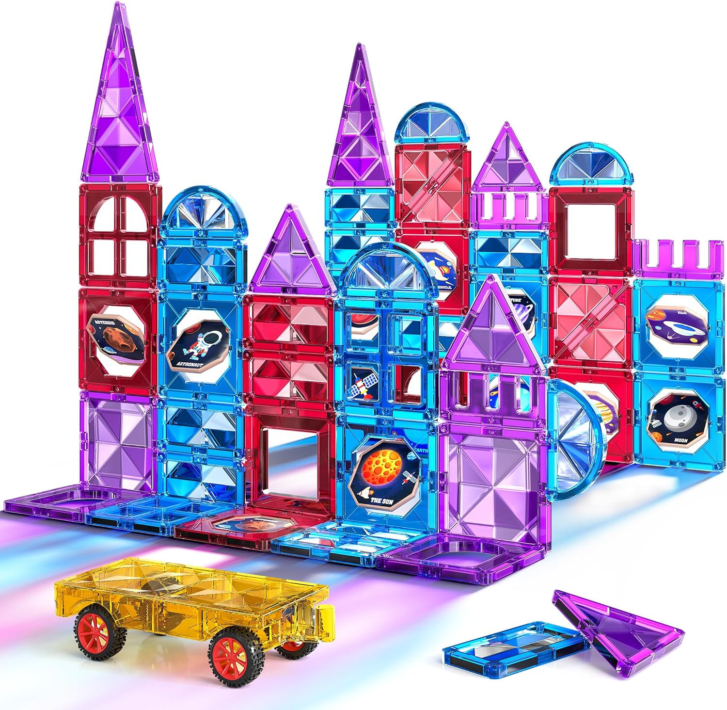 Magnet Tiles, 80 PCS Magnetism Building Toy Set, Learning and Education Toys for