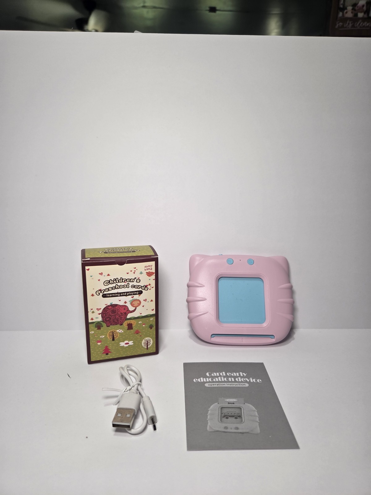 Happy World Card Early Education Device Pink Talking Flash Cards Montessori Toy