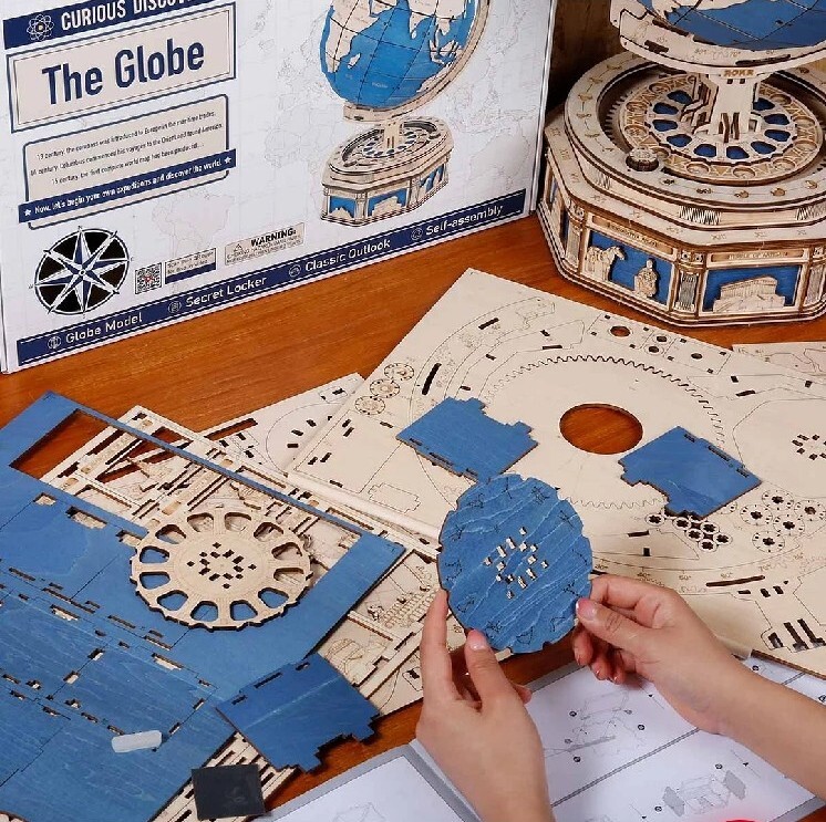 Hands Craft DIY 3D Wooden Puzzle Globe Earth Model, ST002