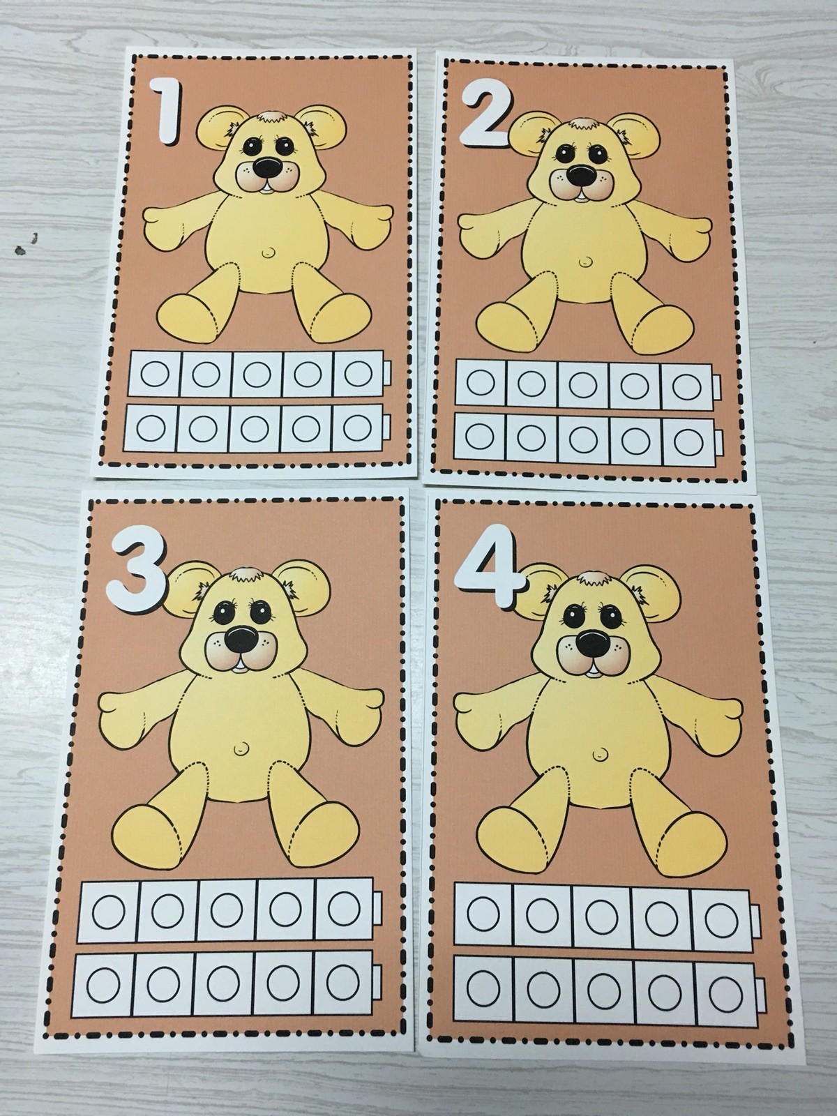 Teddy Bears Laminated Unifix Ten frame Set – teaching supplies