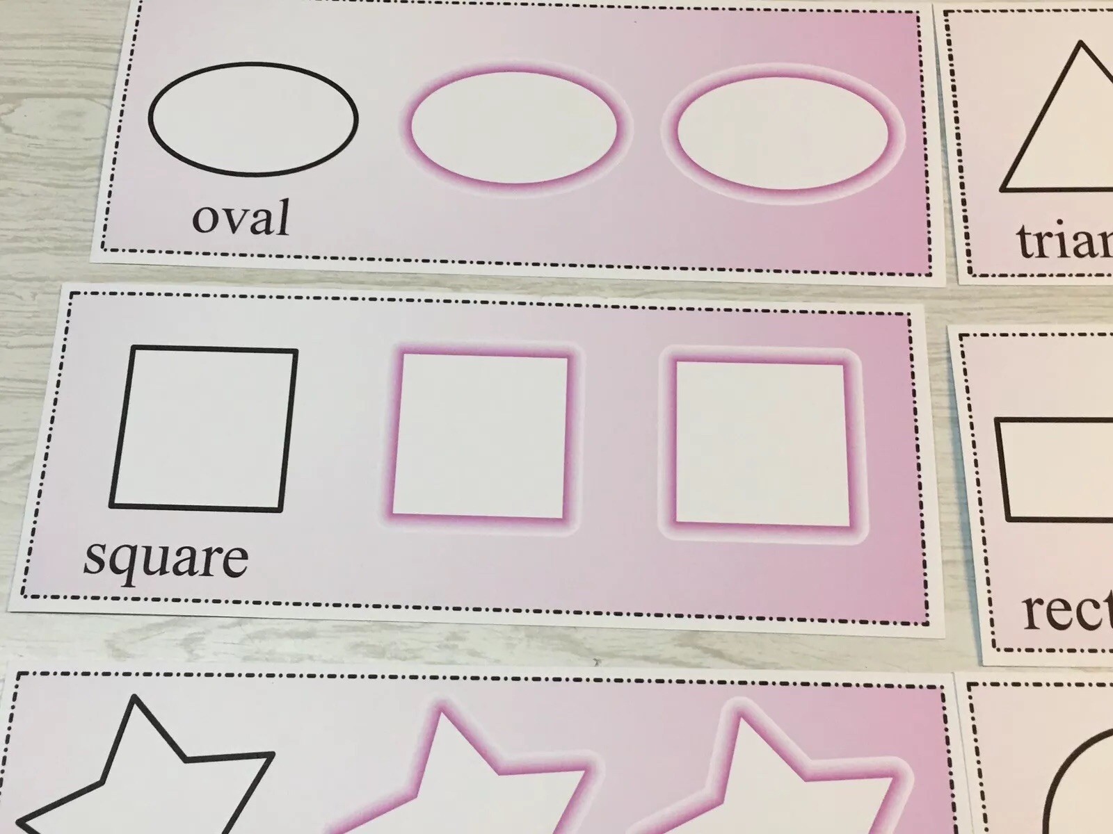 Wipe N Write Shape Trace Cards – Laminated Card – Pre-school- Kindergarten