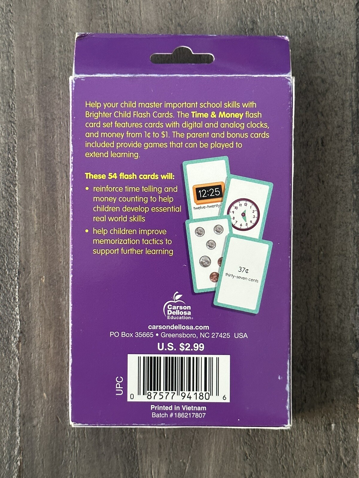 Brighter Child Time & Money 54 Flash Cards – Time Telling & Money Counting Skill