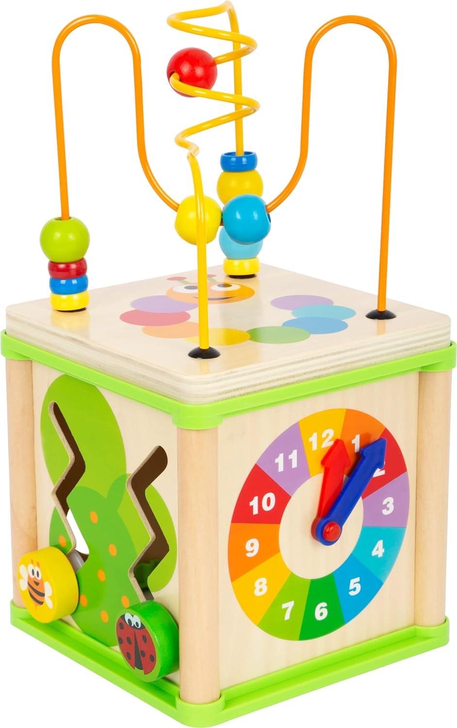 small foot 10074 Motoric cube pretty bugs, incl. form games, learning clock, gea
