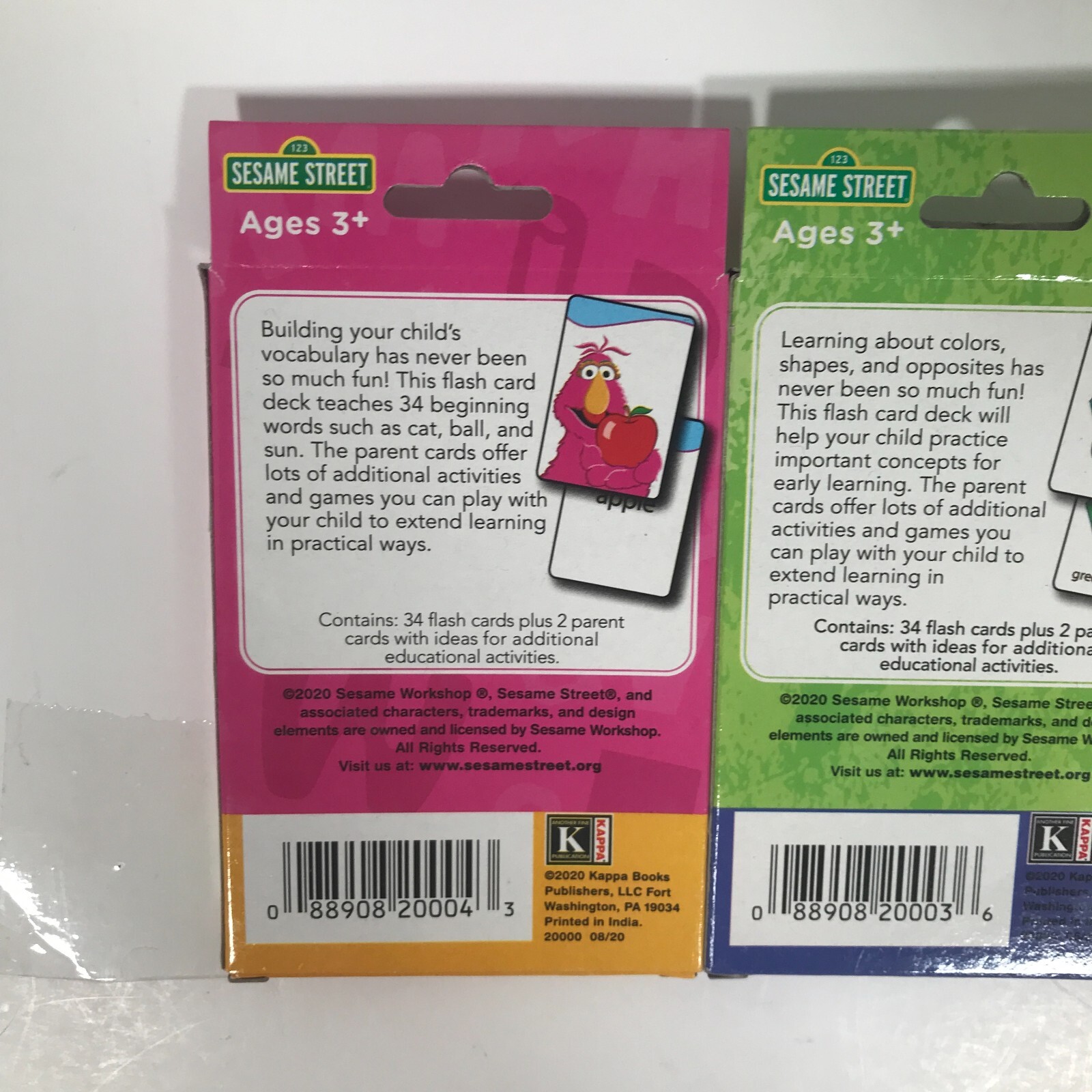 Sesame Street Numbers Beginning Words Colors Flash Cards 3 Packs Of 36 Cards