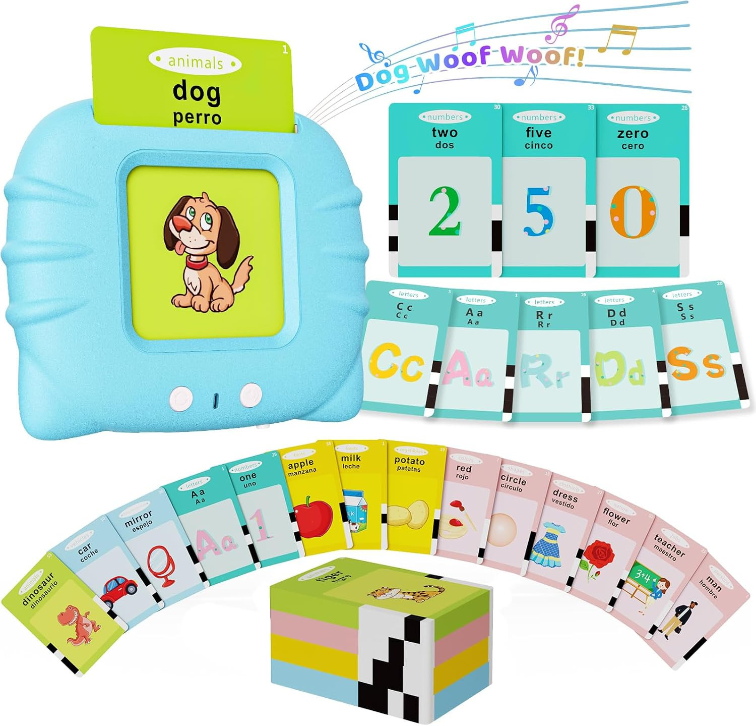 Toddler Toys Bilingual English and Spanish Talking Flash Cards for 1 2 3 4 5 6 Y
