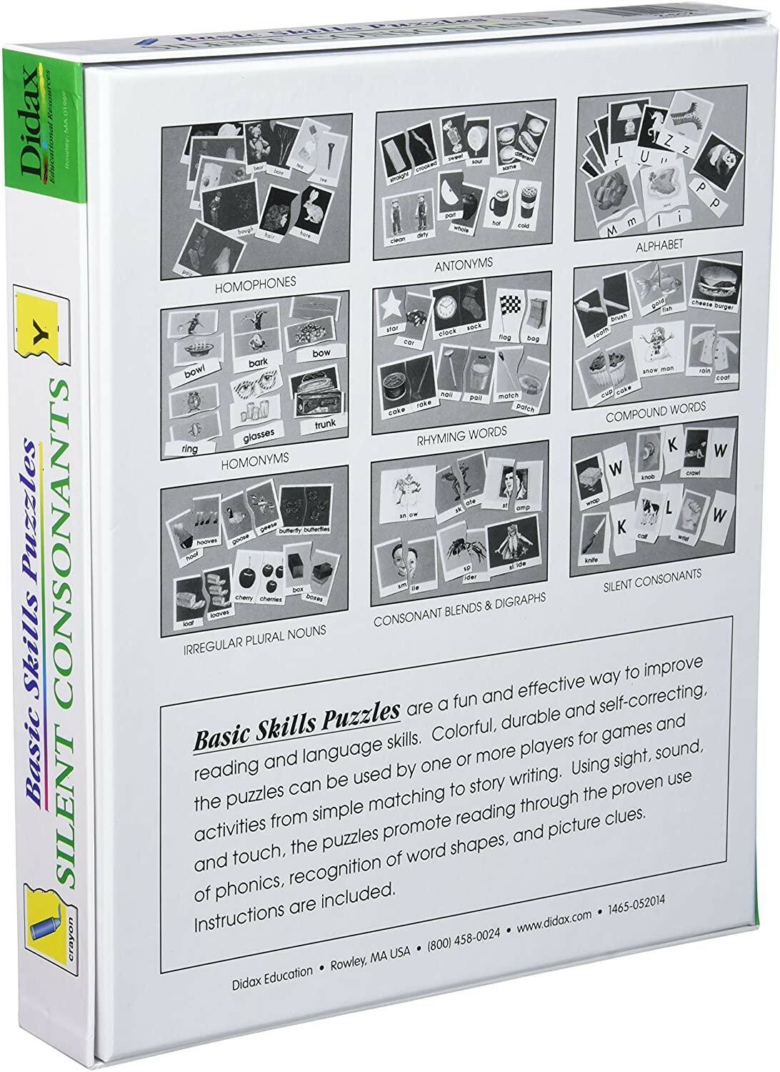 Didax Basic Skills Learning Puzzle Set Silent Consonants Self-Matching Puzzles 
