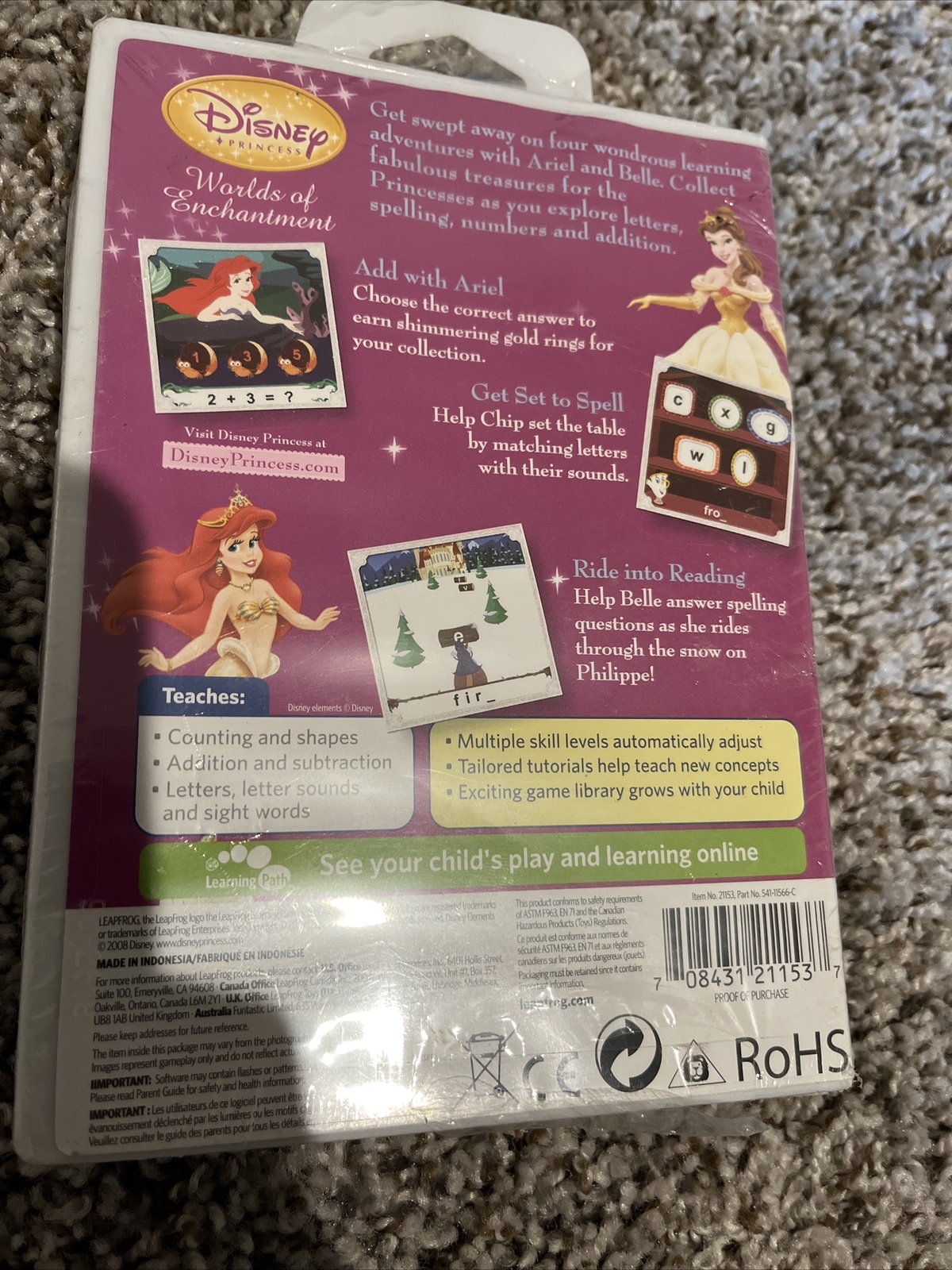 LEAPSTER Leap Frog Disney Princess World of Enchantment Learning Game