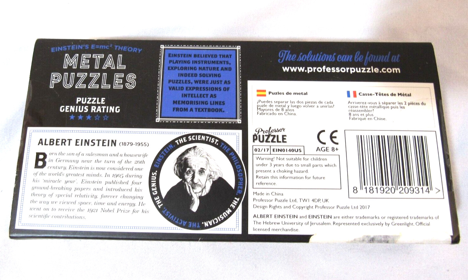 NEW Professor Puzzle Einstein’s E=mc2 Metal 3D Interlocking Brain Teaser Puzzle