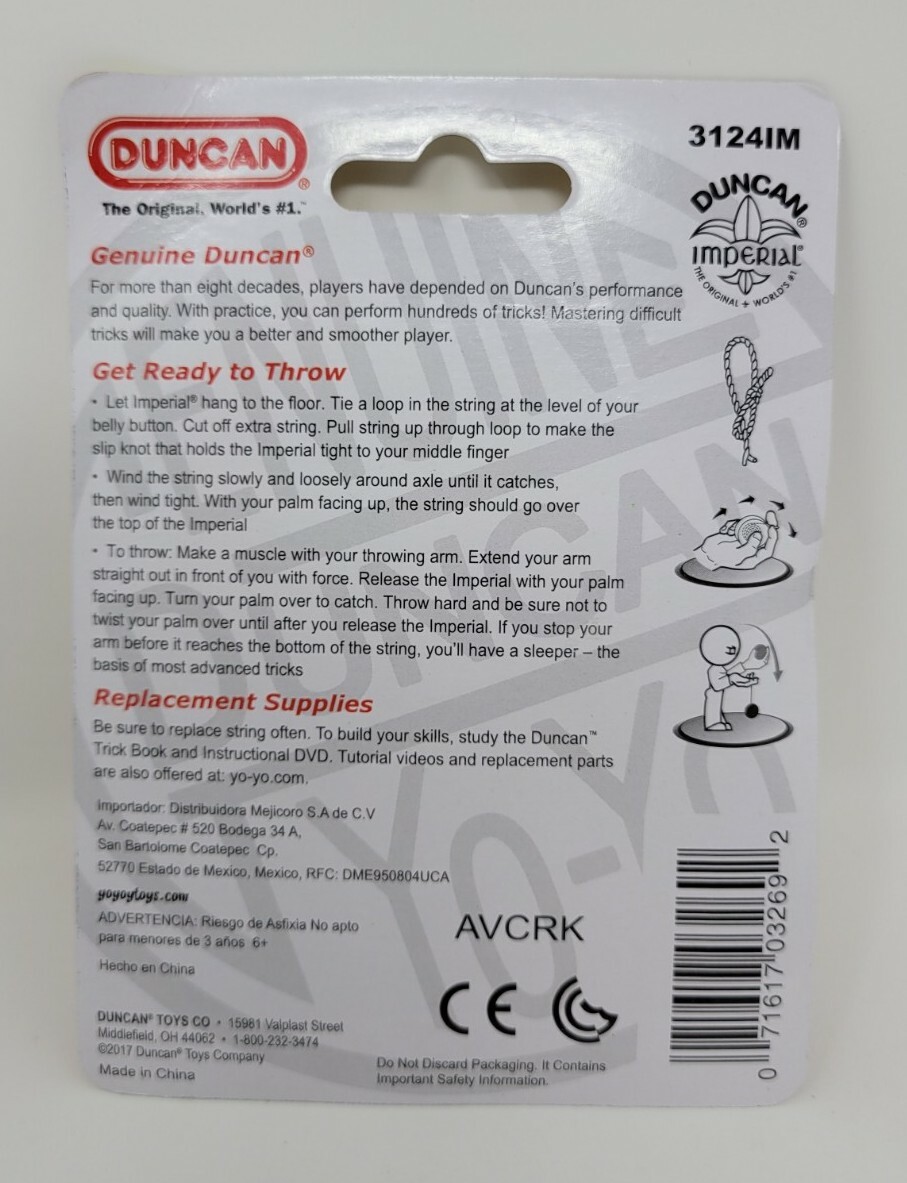 Duncan Imperial Yo Yo Choose From 4 Colors Green Orange Red Blue New Sealed