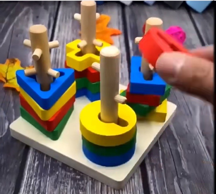 Paired Geometric Set Toys /Wooden Toys Color and Shape Cognitive Montessori Toy