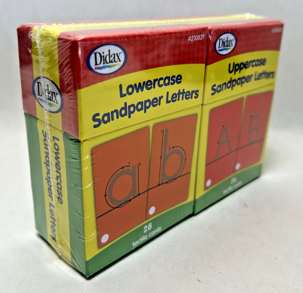 Didax Sandpaper Letters Uppercase & Lowercase Tactile Cards Set of 2 – Sealed
