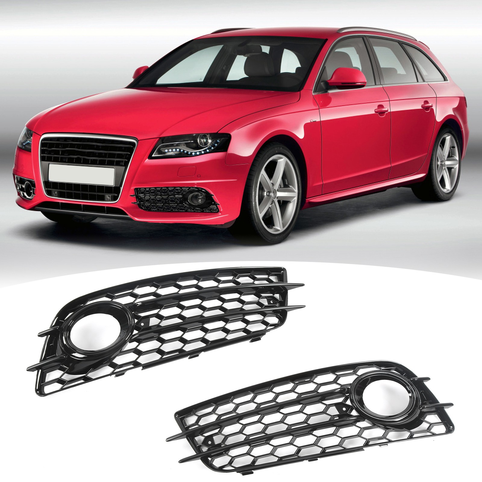 2 Pcs Bumper Fog Light Grille For B8 S4 Models 2008‑2012 OXQC