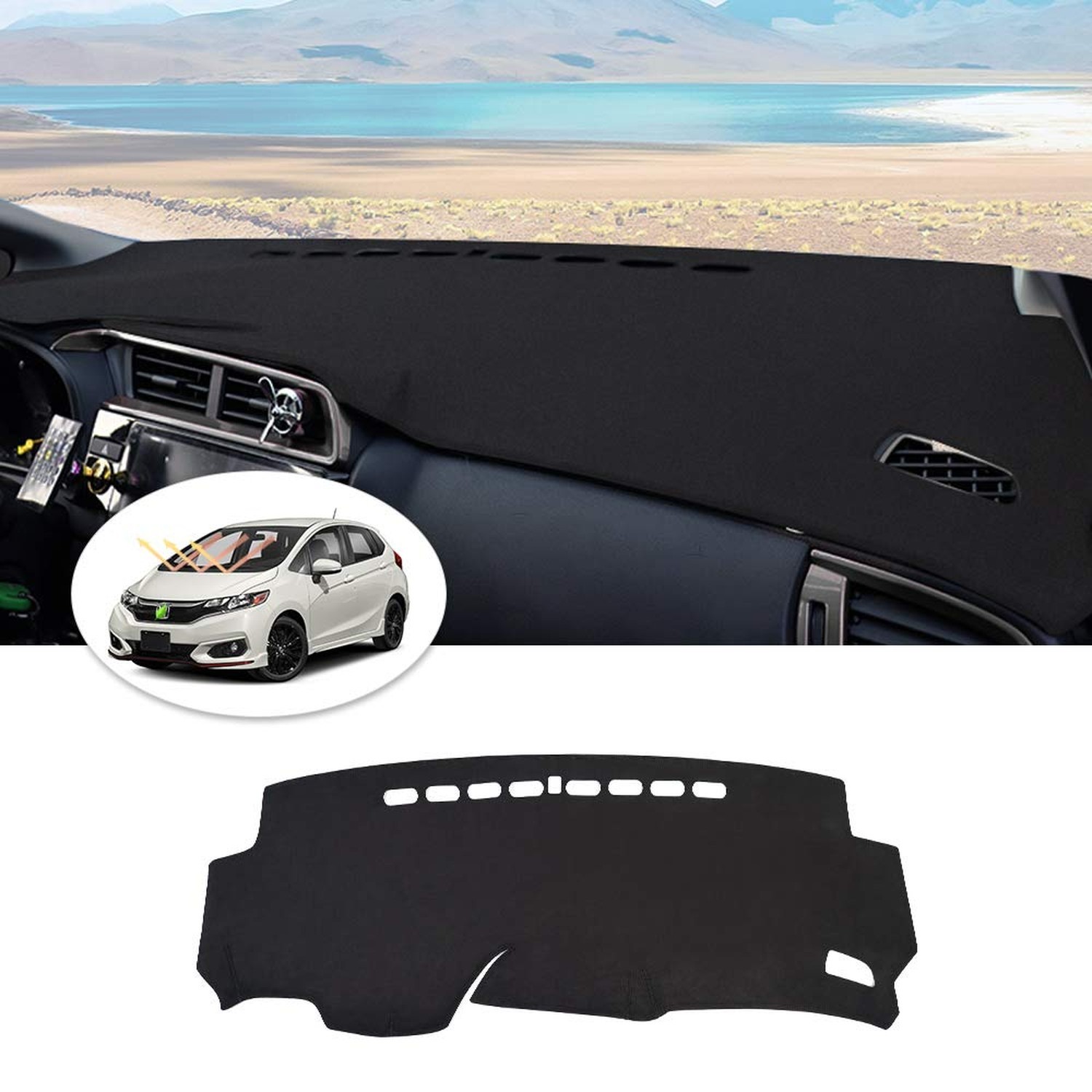 CARTIST Dashboard Cover Mat for 2015-2018 2019 2020 Honda Fit Accessories Das…