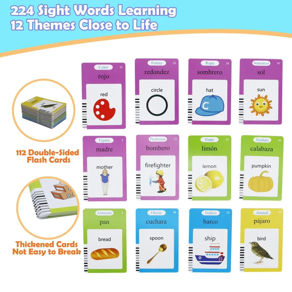 MAYAPHILOS Spanish and English Pocket Speech Therapy Toys with 224 Sight Word…
