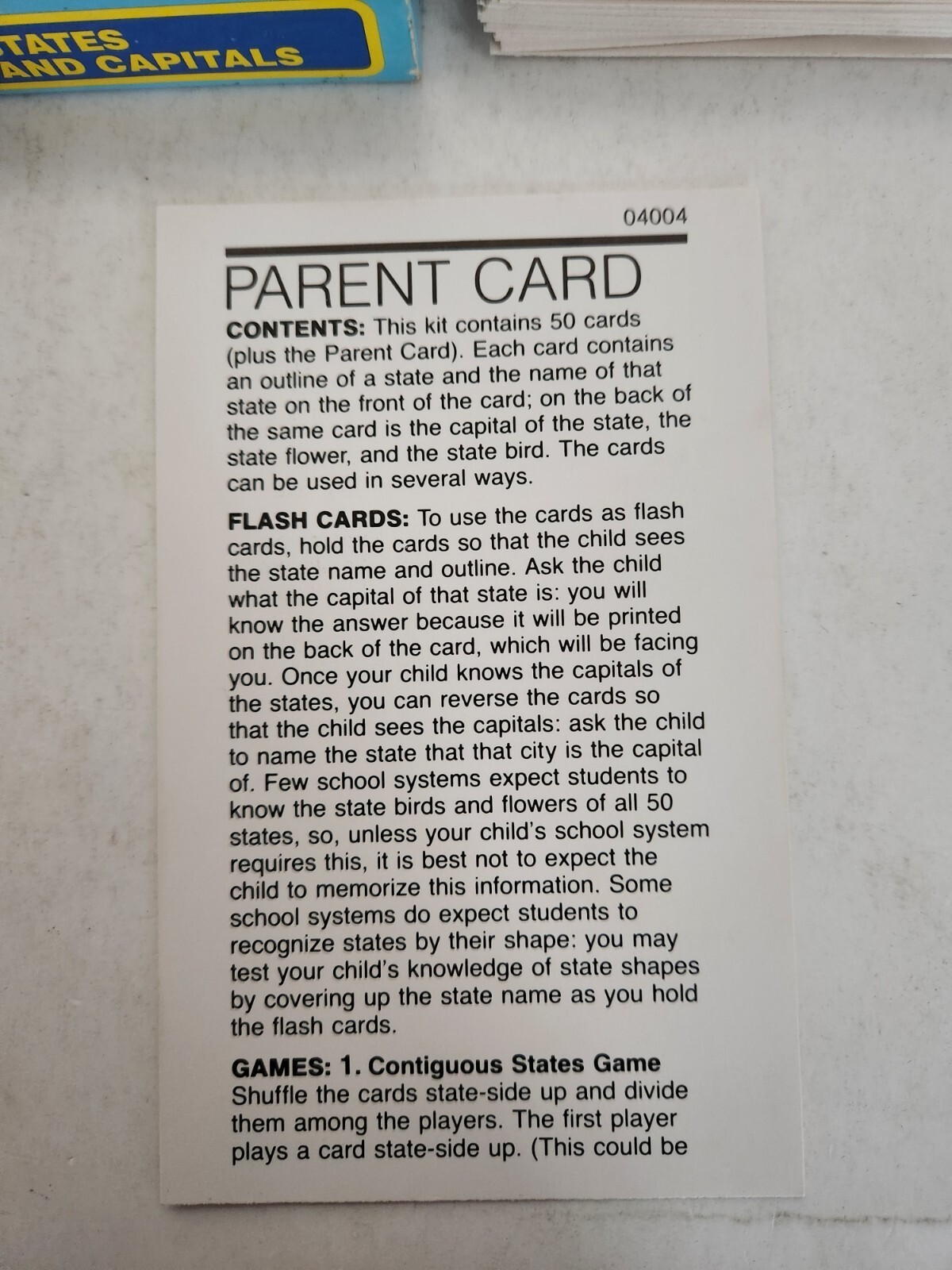STATES & CAPITALS Flash Cards NOS from School Zone Home Schooling FREE SHIPPING