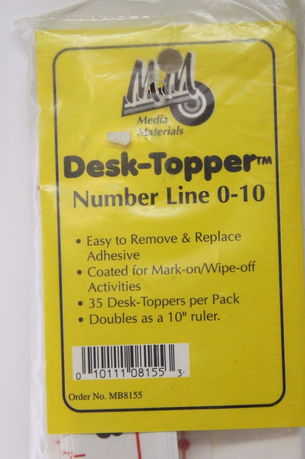 MEDIA MATERIALS Grades 1-3 Desk-Topper Number Line 0-10 (35 pieces) – 10″ Ruler