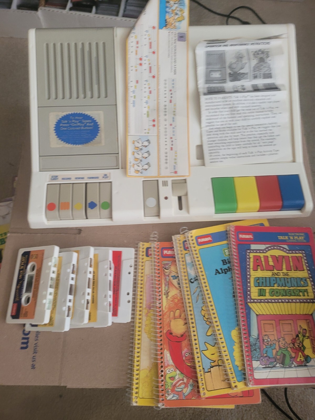 1984 Talk N Play Cassette Player Playskool Sesame Street Story WORKING w 5 Tapes
