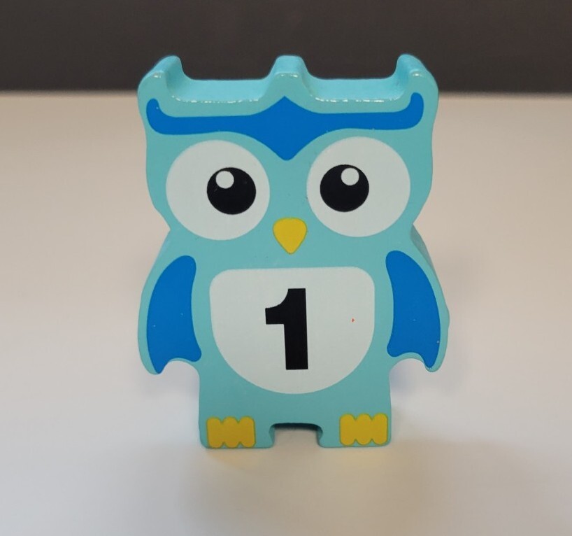 Discovery Toys Stacking Owls Balancing Game Replacement Wood Block Blue #1 ONLY