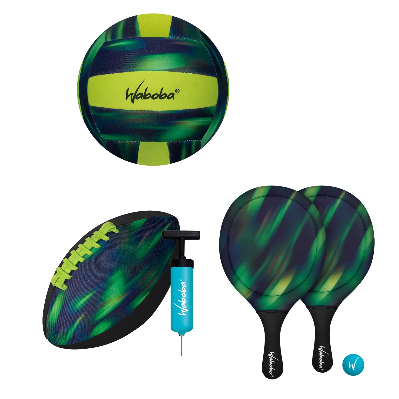Waboba Sport Beach Pack – Includes 9 Inch Water Football, Medium, Green